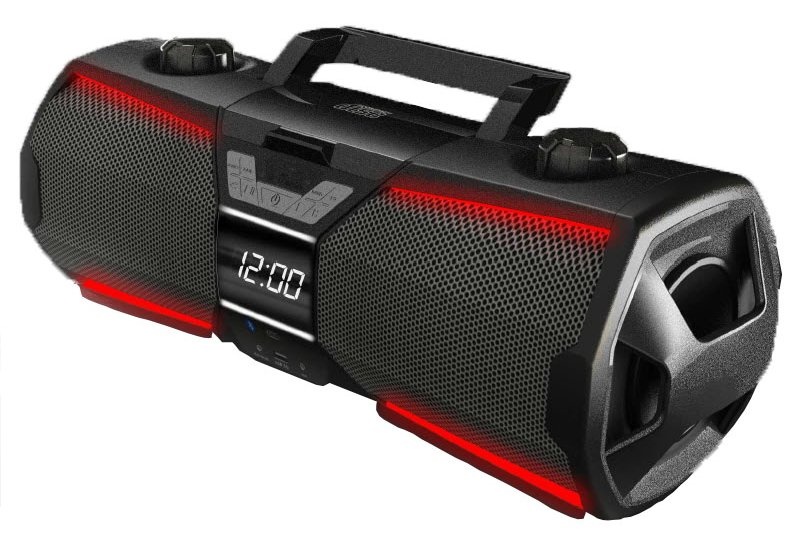 CD Player Boombox CDCDRCDRW Portable wBluetooth USB AMFM Radio Aux LineInput Headset Jack Foldable Carrying Handle and LED Light Phantom Black