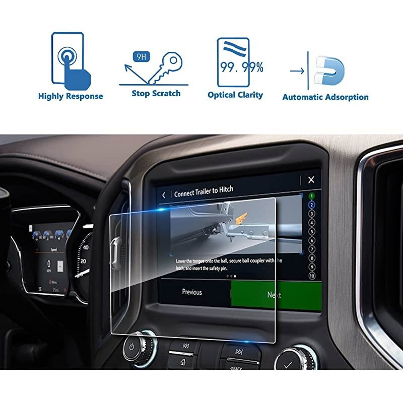Fits for 2019 2020 2021 GMC Sierra 1500 8 Inch IntelliLink Car Navigation Screen Protector, Tempered Glass Center Touch Screen Protector Anti Scratch High Clarity