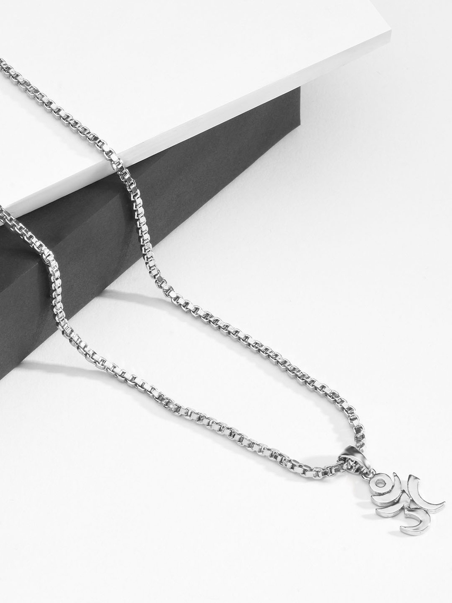 The Bro Code Silver-Plated Stylish OM Pendant Necklace for Men
