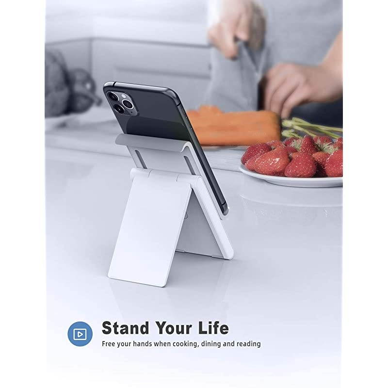 Adjustable Cell Phone Stand Foldable Portable Holder Cradle for Desk Desktop Charging Dock Compatible with Phone 12 Mini 11 Pro XS Max XR X 8 7 6S Plus Galaxy S10 S9 S8 Smartphones Gray