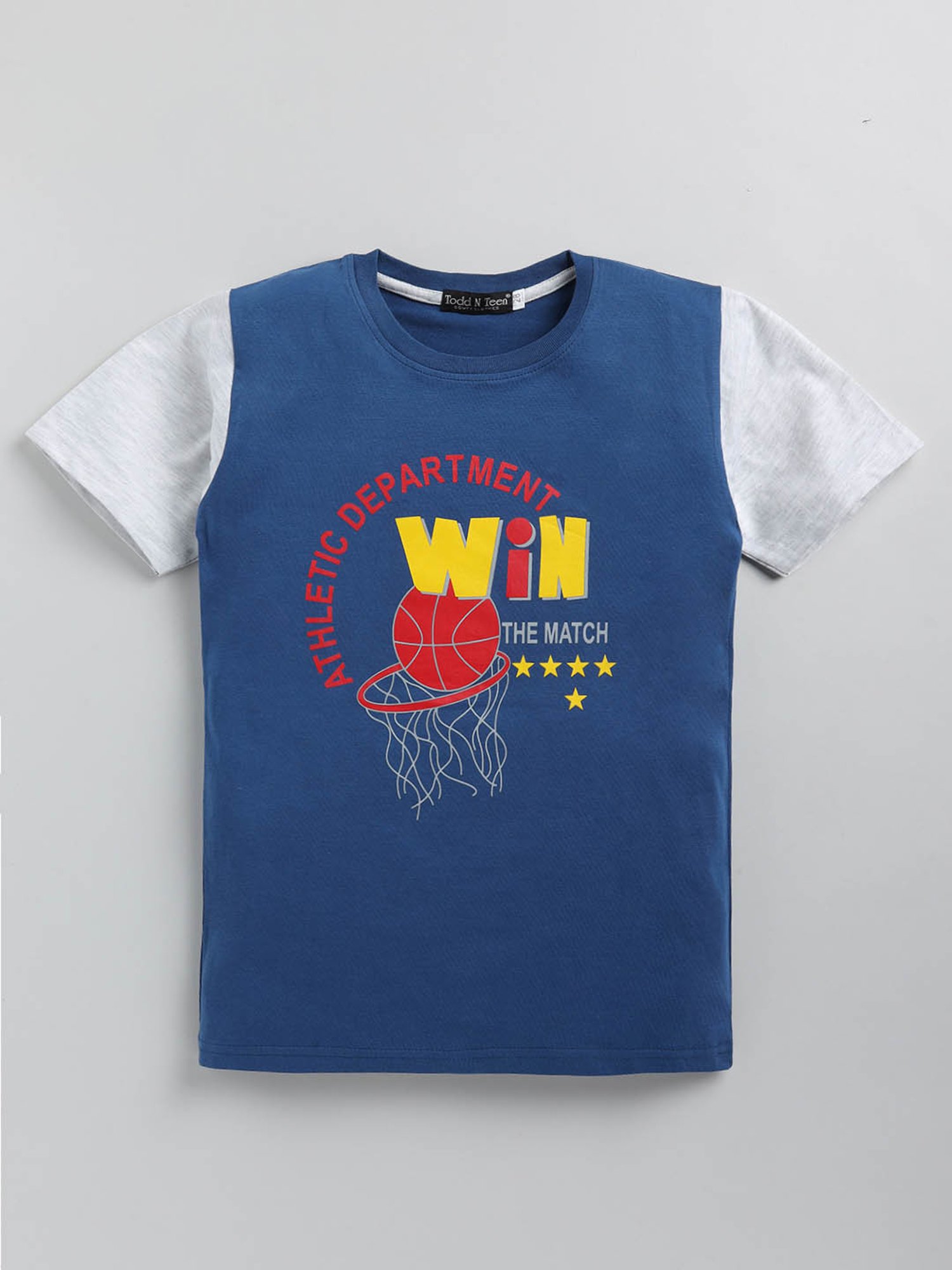 Todd N Teen Kids Royal Blue & Grey Printed T-Shirt with Joggers