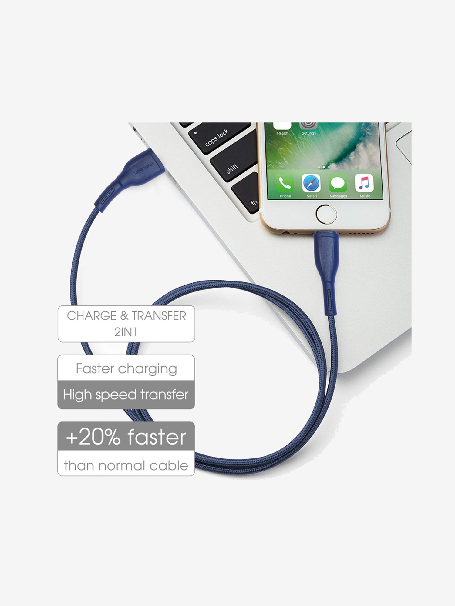 Moerdon SCB138 Fast Charging Data transfer Cable with LED indicator (Black)