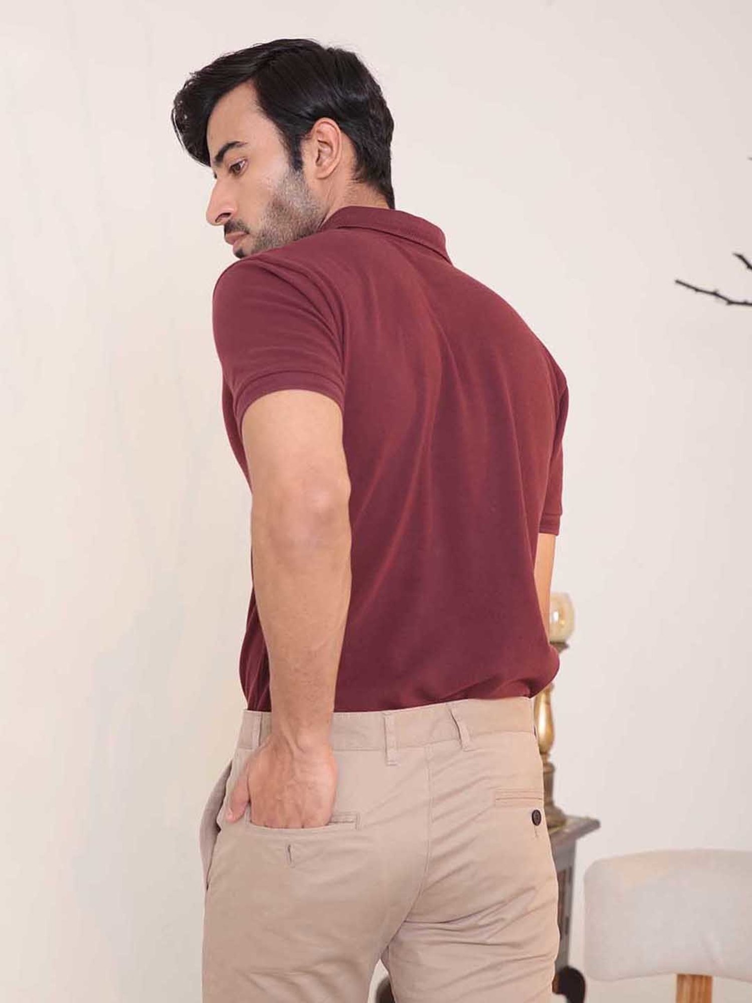 SUBTRACT Maroon Regular Fit Cotton Polo T-Shirt