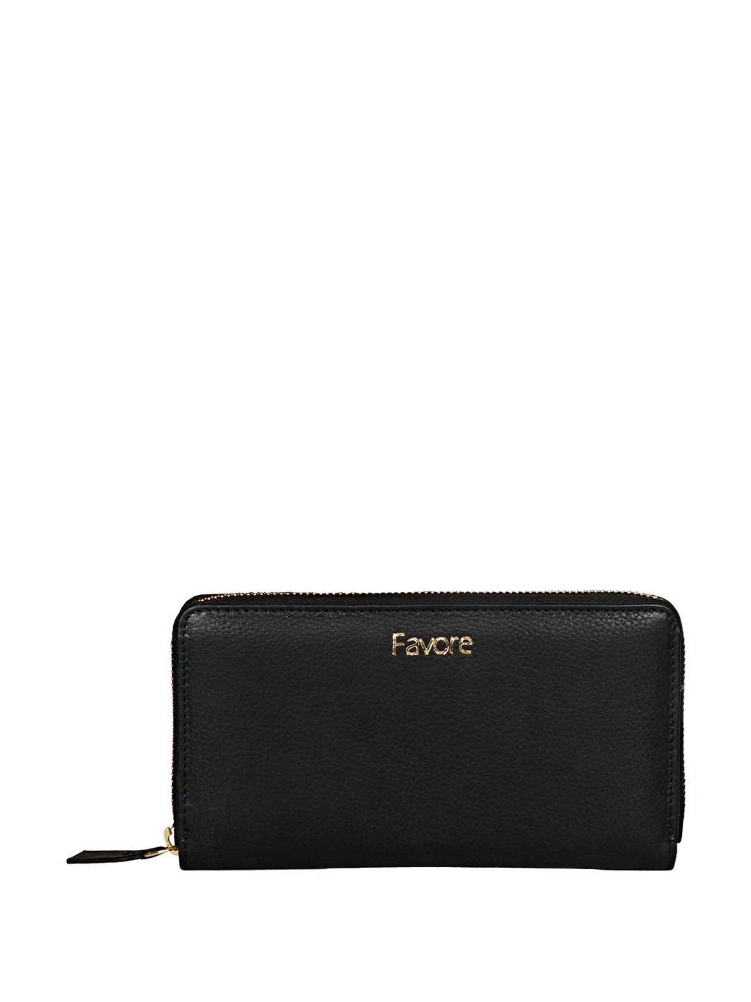 Saint G Black Solid Zip Around Wallet for women