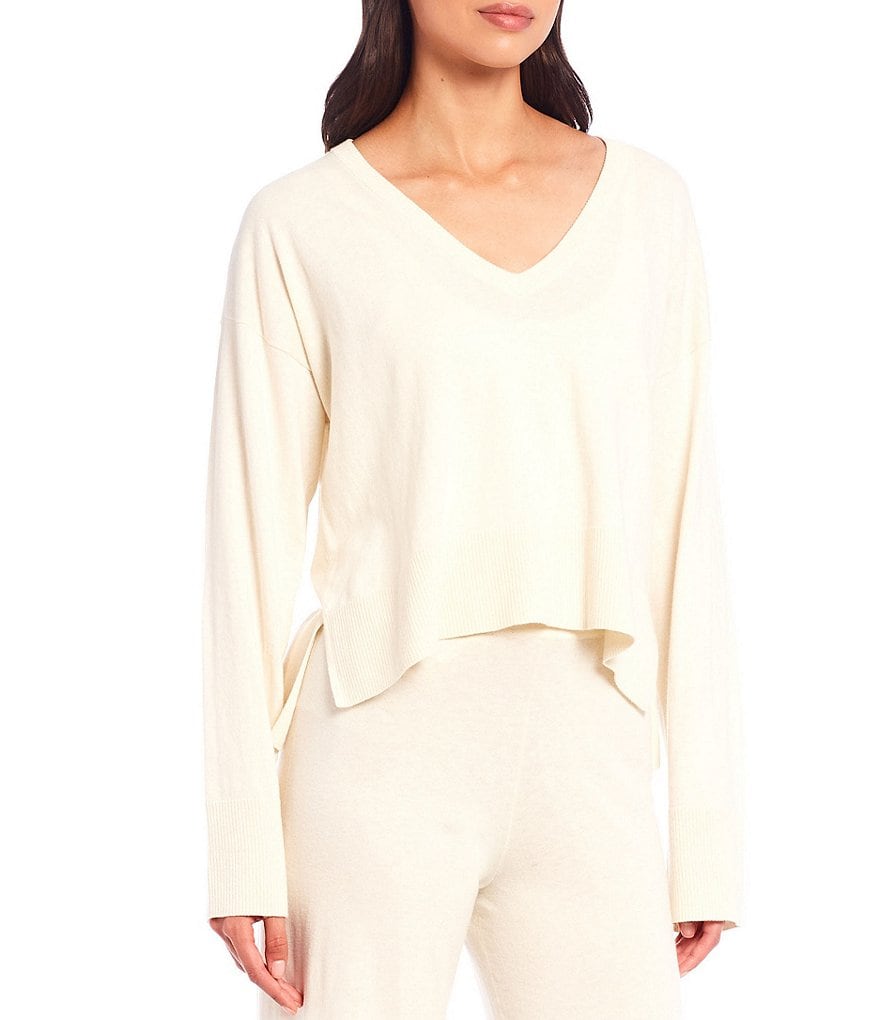 Sanctuary Essential Knit V-Neck Long Sleeve Lounge Top