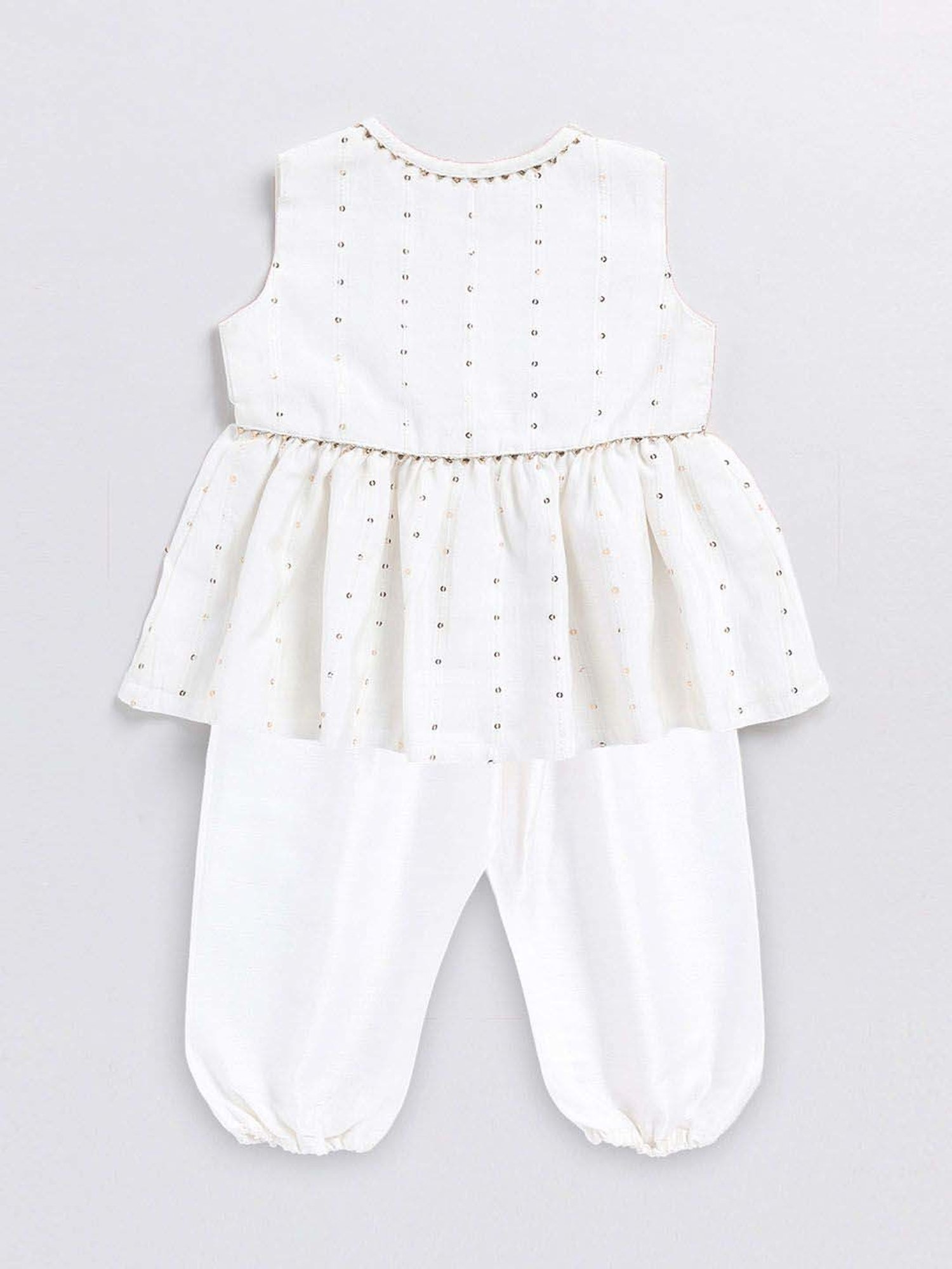 VASTRAMAY Girls White Embroidery Clothing Sets