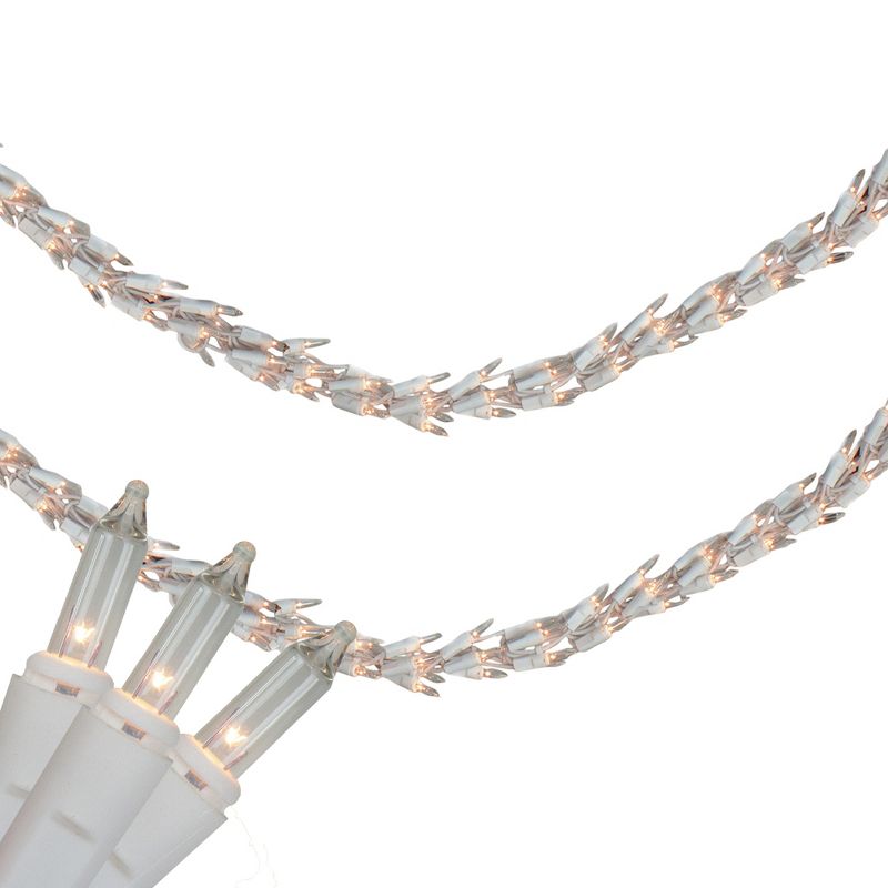 J. Hofert Co 300-Count Clear Mini Christmas Light Garland Set, 9ft White Wire