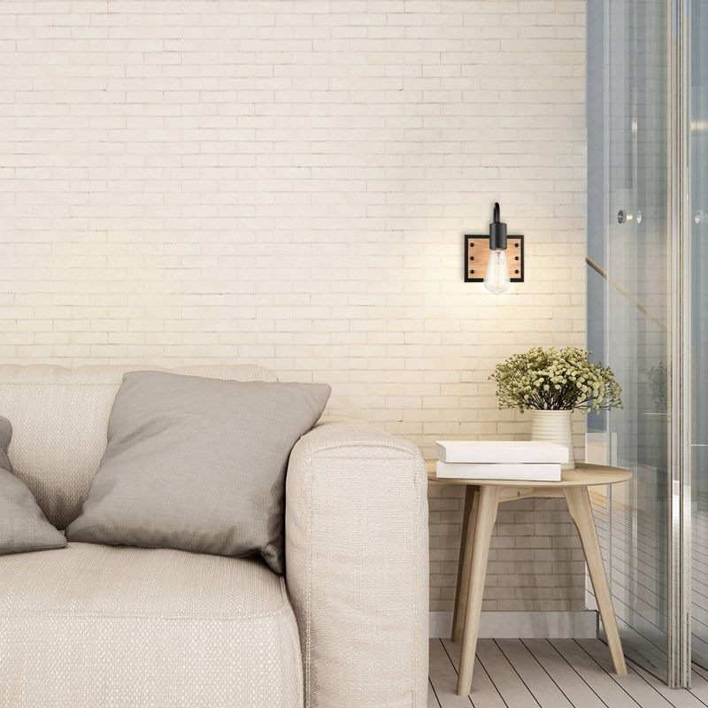 Faux Wood Oakland Wall Sconce Matte Black - Globe Electric