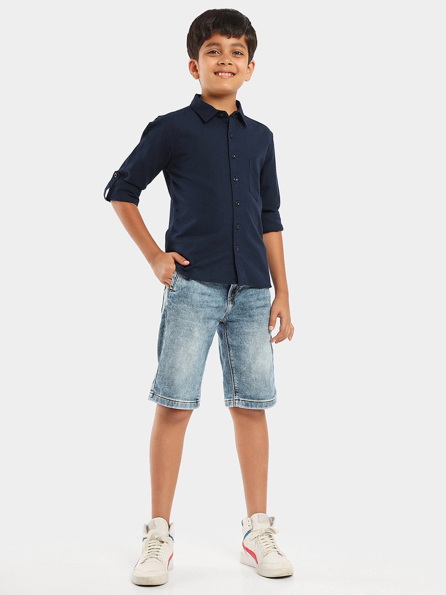 LilPicks Kids Navy Solid Shirt