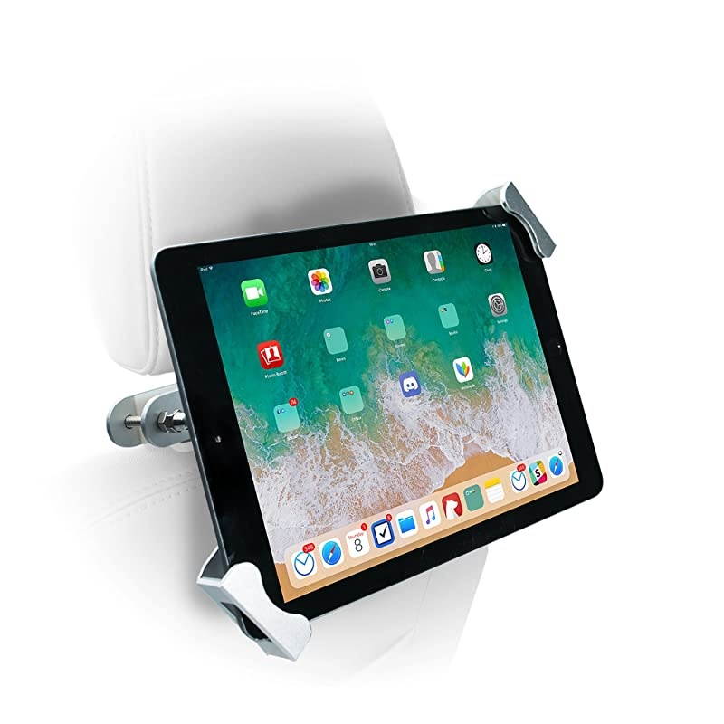 Car Headrest Mount AntiTheft Tablet Holder for Vehicles Rotating Back Seat Mount for iPad 102inch iPad ProiPad Mini iPad Gen 6iPad 5 iPad AirGalaxy More Silver