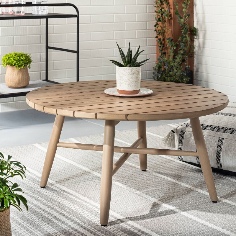 Outdoor Round Wood Coffee Table Natural - Hearth & Hand™ with Magnolia