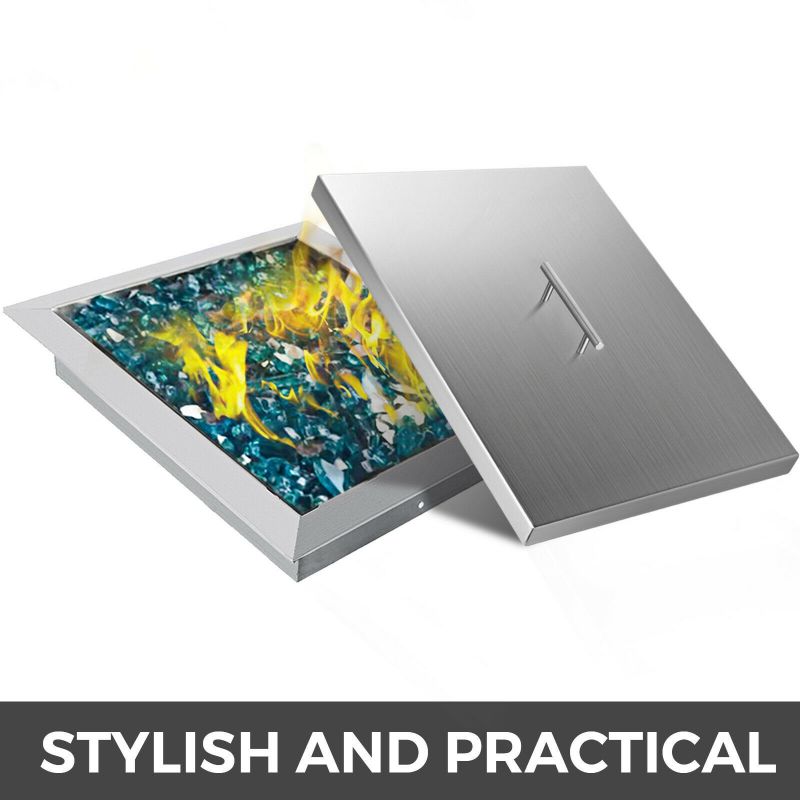 Outdoor 21&rdquo;X 21&rdquo; Stainless Steel Burner Lid Cover - Fits Drop-in Fire Pit Pan