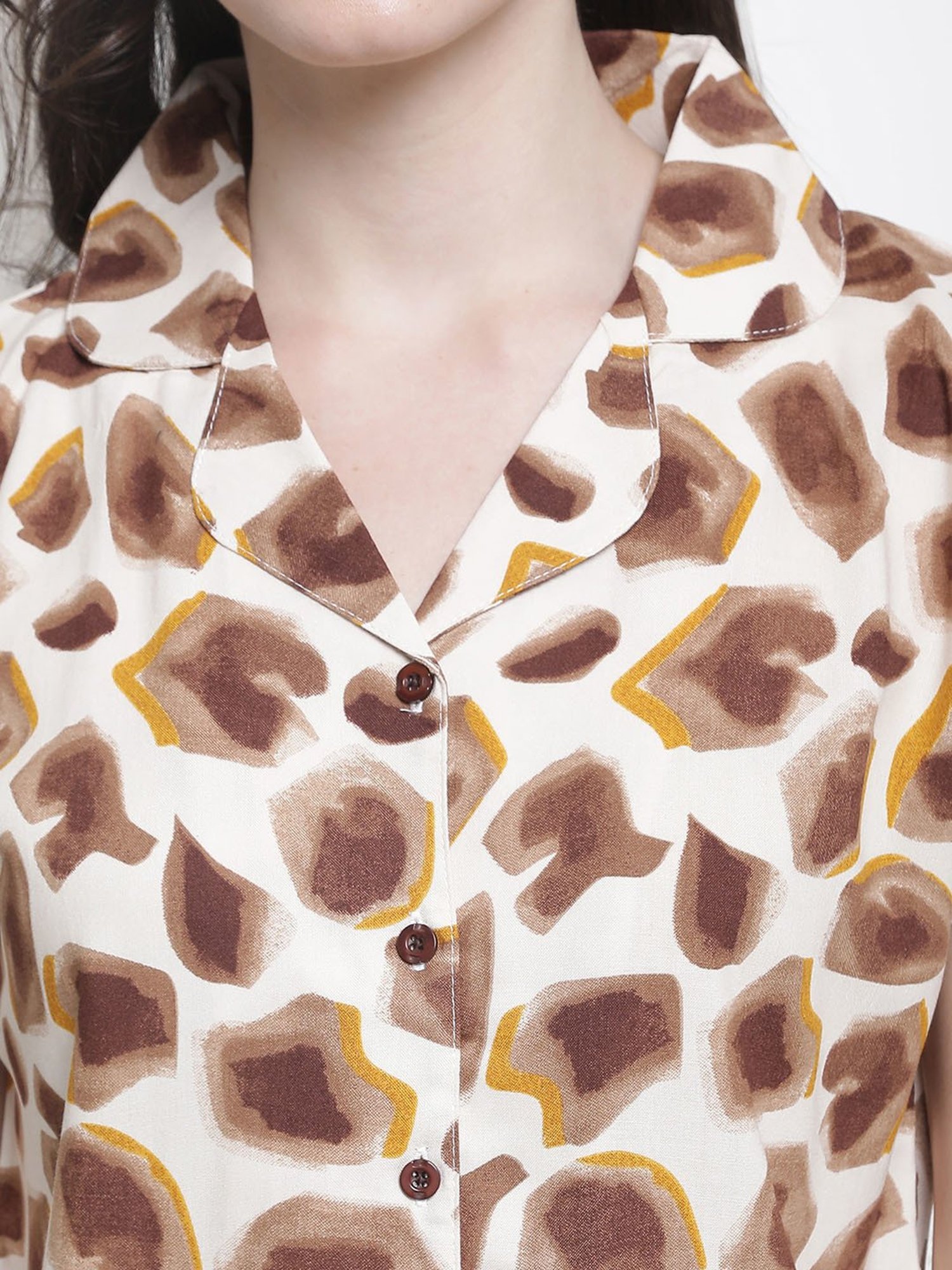Boston Club Light Brown Printed Top With Pyjamas