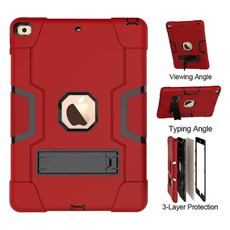 Case for iPad 8th Generation / iPad 7th Generation, Slim Heavy Duty Shockproof Rugged Protective Case with Built-in Stand for iPad 10.2 inch 2020/2019, Red