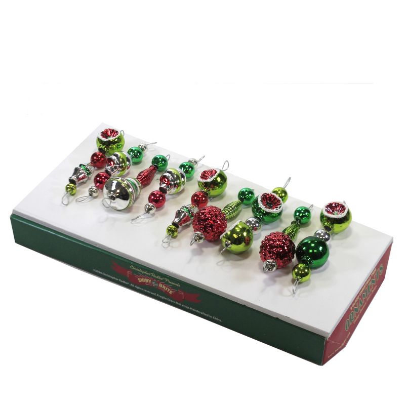 Shiny Brite 4.5" Holiday Splendor Shape Icicles Ornament Set/9 Drop Reflector  -  Ornament Sets