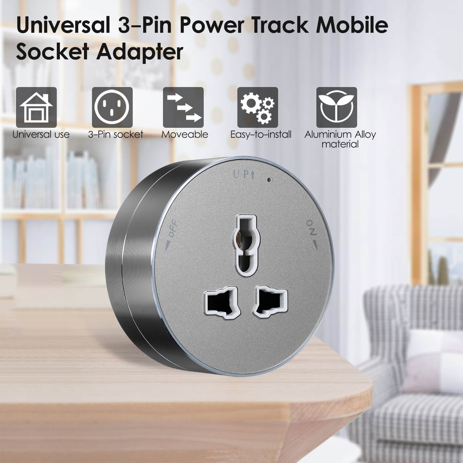 KKmoon Universal 3-Pin Track Sockets Power Sockets Adapter Power Track Socket Outlet Versatile Electric Mobile Track Socket Slidable Wall Outlet