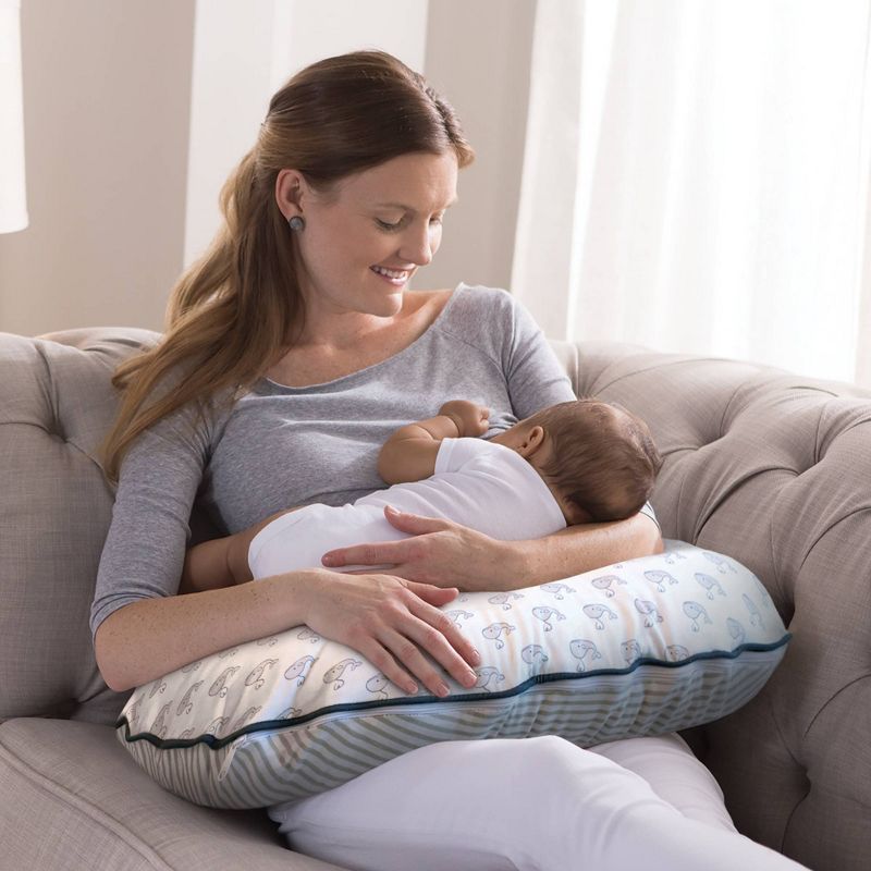 Boppy Organic Fabric Nursing Pillow Cover - Navy Little Whales