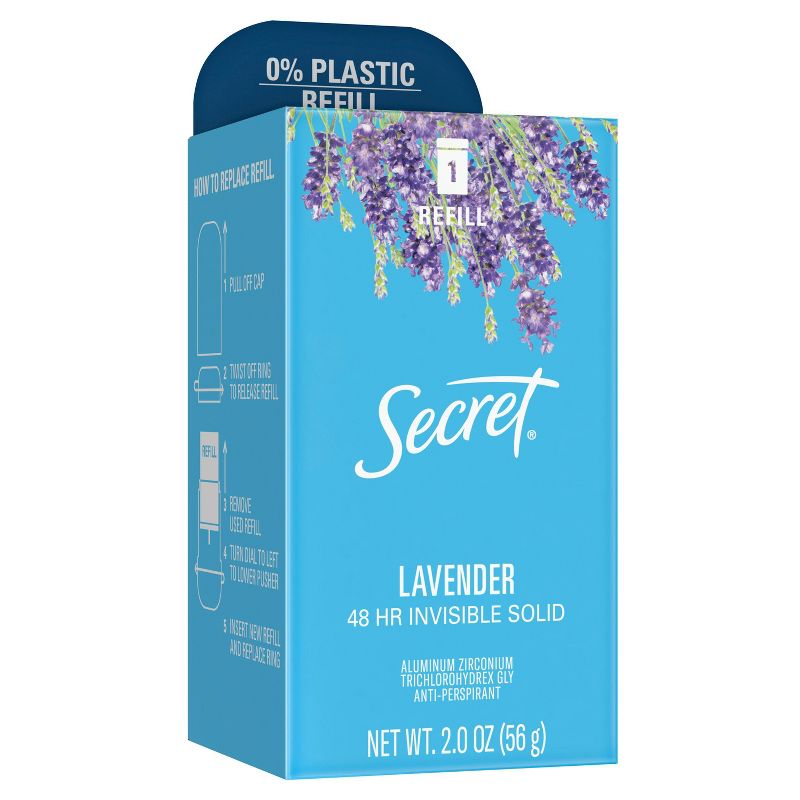Secret Invisible Solid Antiperspirant & Deodorant Lavender Scent Refill Pod -  2oz