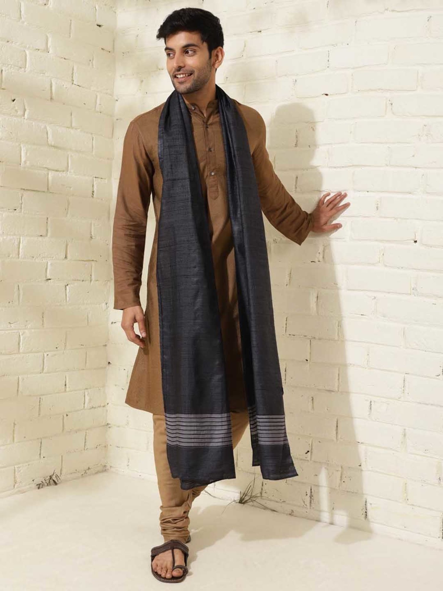 Fabindia Charcoal Striped Stole