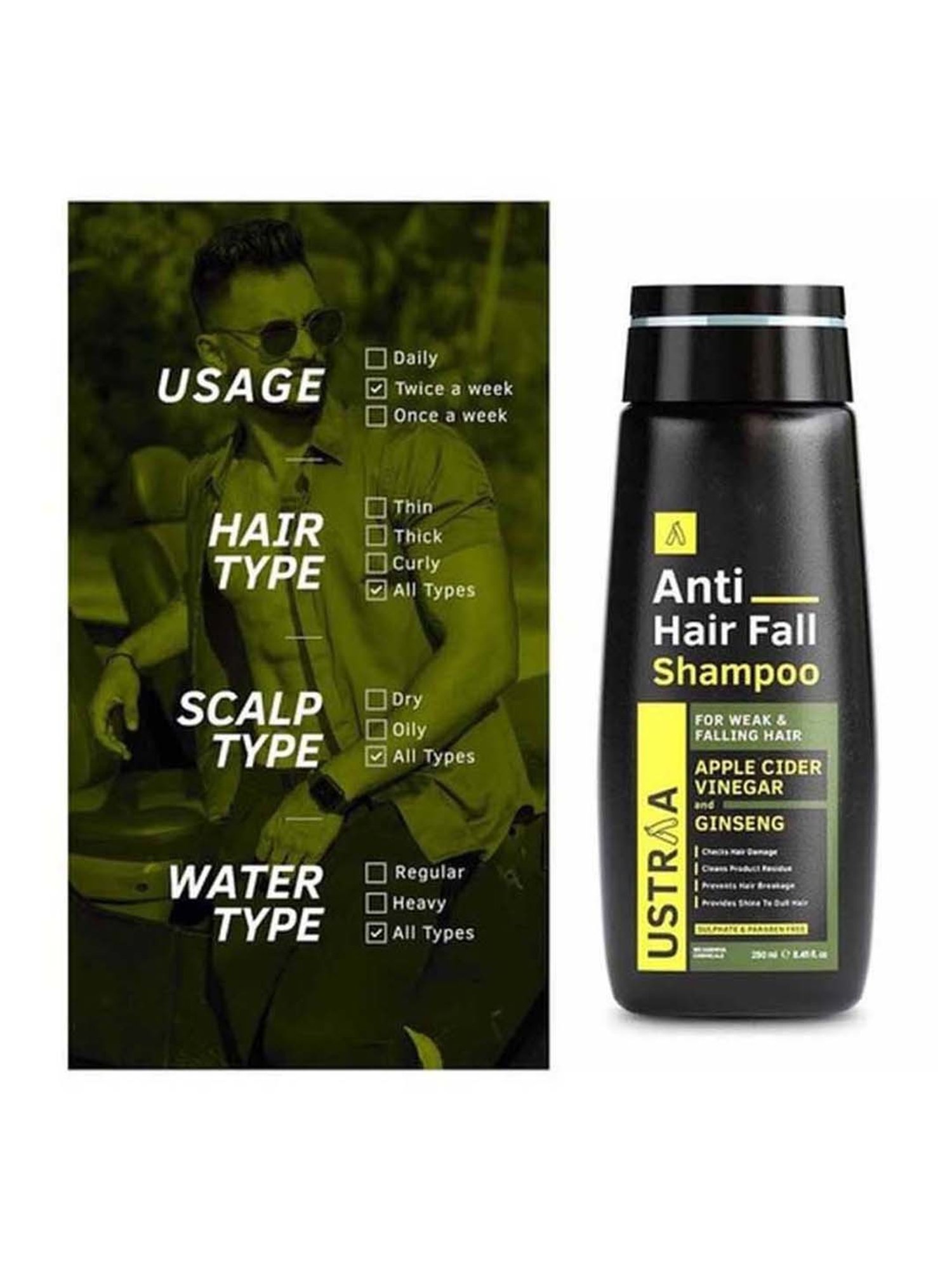 Ustraa Ayurvedic Beard Growth Oil & Hair Growth Vitalizer Combo