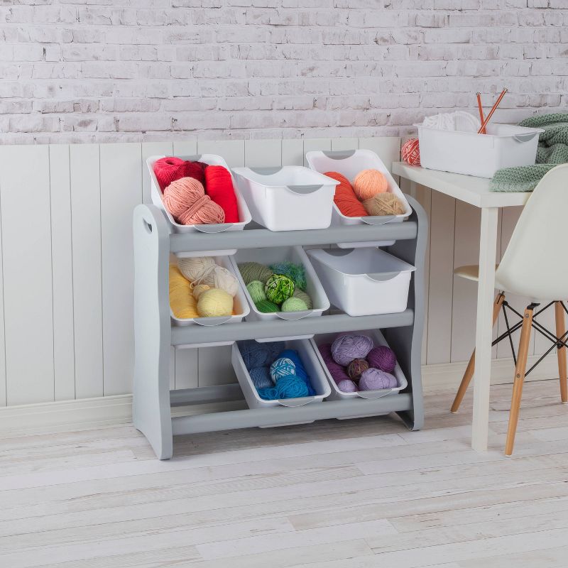 Sterilite 9 Bin Storage Rack with Handles Gray