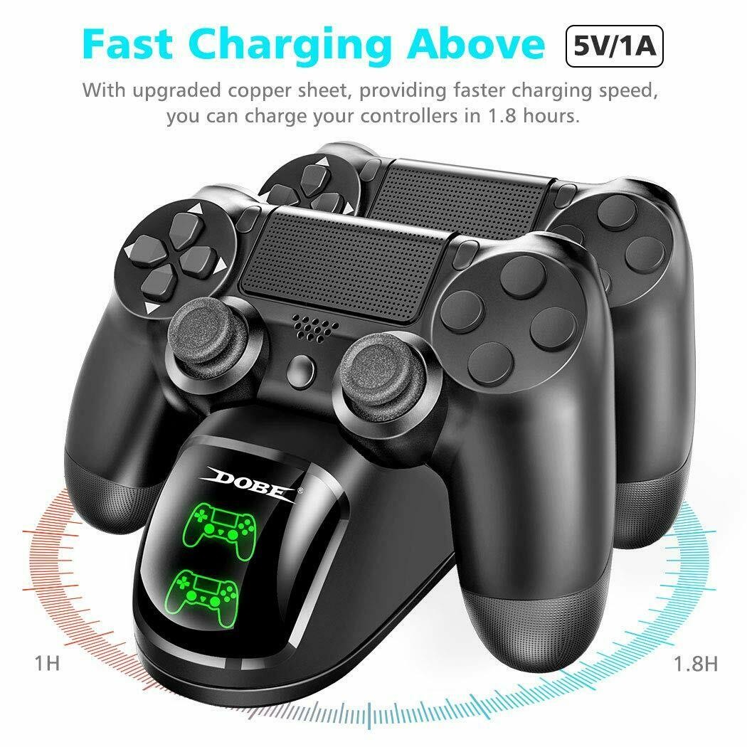 PS4 Controller Fast Charger, Controller USB Charging Station Dock for DualShock 4, PlayStation 4 Charging Station for Sony Playstation4 / PS4 / PS4 Slim / PS4 Pro Controller-Black