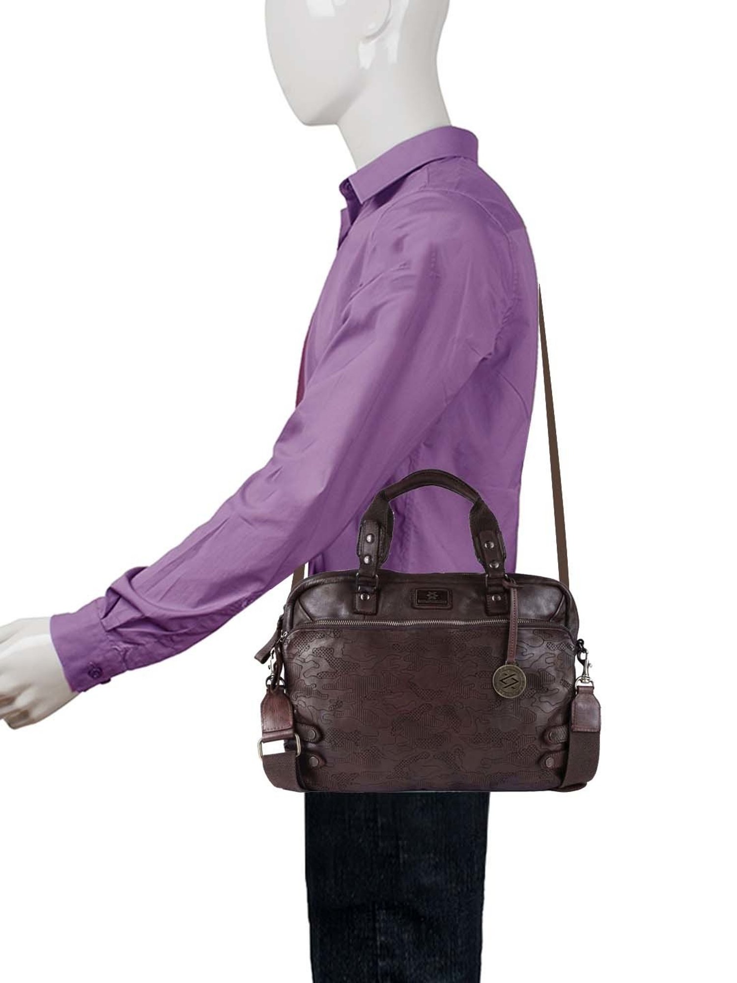 KOMPANERO Brown Leather Small Messenger Bag