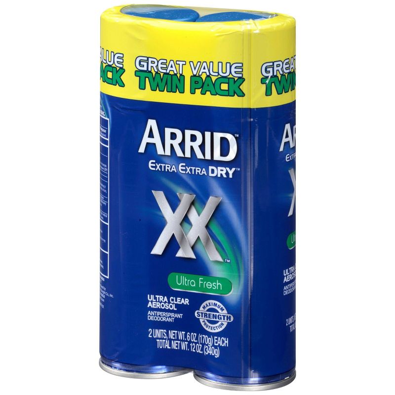 Arrid XX Extra Extra Dry Ultra Clear Aerosol Antiperspirant & Deodorant Ultra Fresh Twin Pack - 6oz/2pk