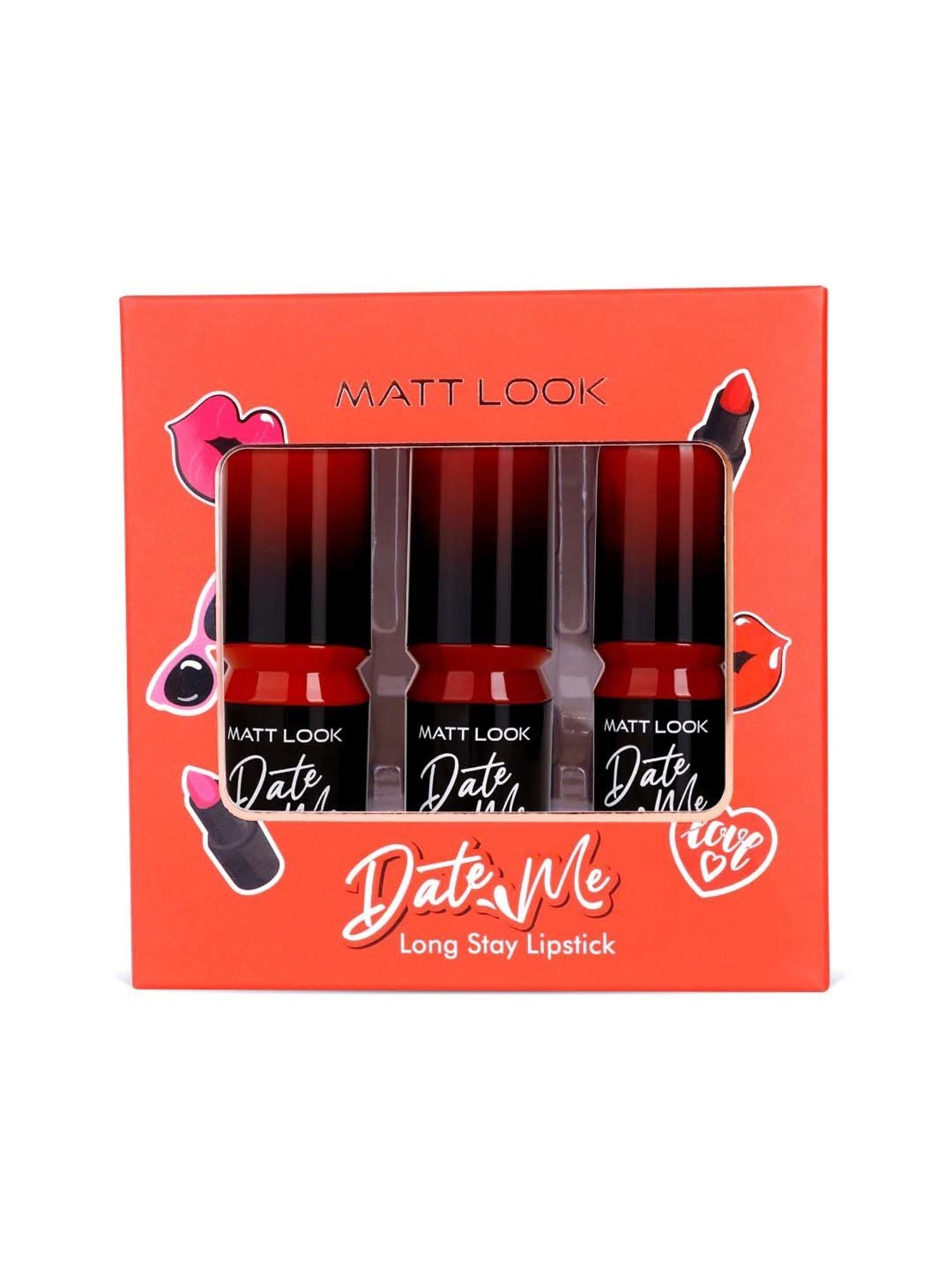 Matt Look Date Me Long Stay Lipstick Set - 01 Real Reds