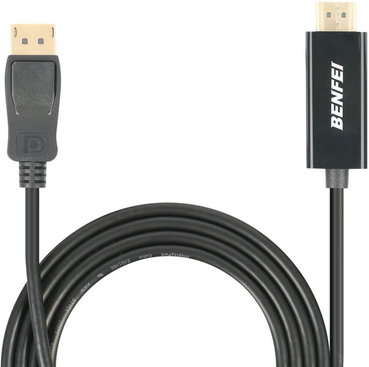 BENFEI DisplayPort to HDMI MALE cord 6 Feet Black Cable MALE to MALE for DisplayPort Enabled Computer and Laptops(Lenovo, Dell, HP, ASUS and other brand)