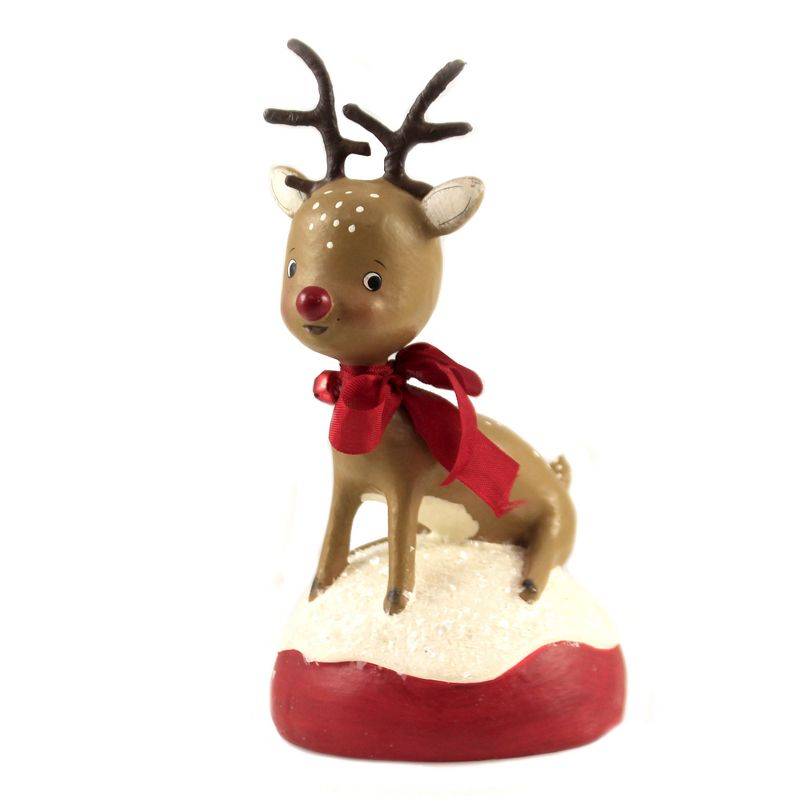 Christmas 7.25" Little Red Nosed Reindeer Antlers Jingle Bell  -  Decorative Figurines