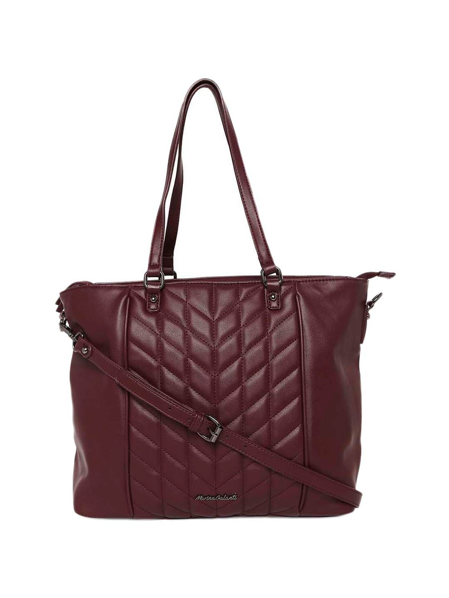 Marina Galanti Maroon Quilted Medium Tote Handbag