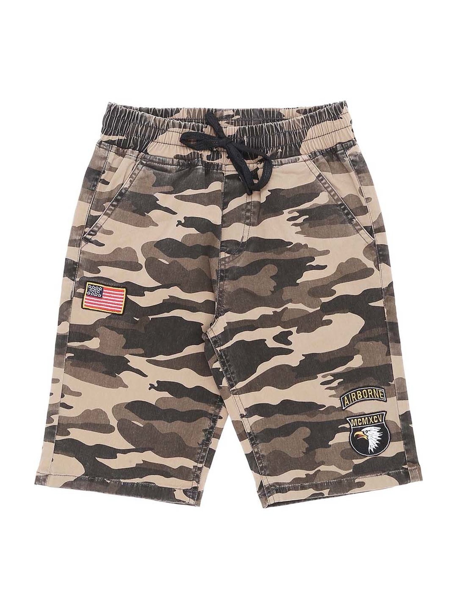 Palm Tree by Gini & Jony Boys Beige Cotton Camouflage Bermudas
