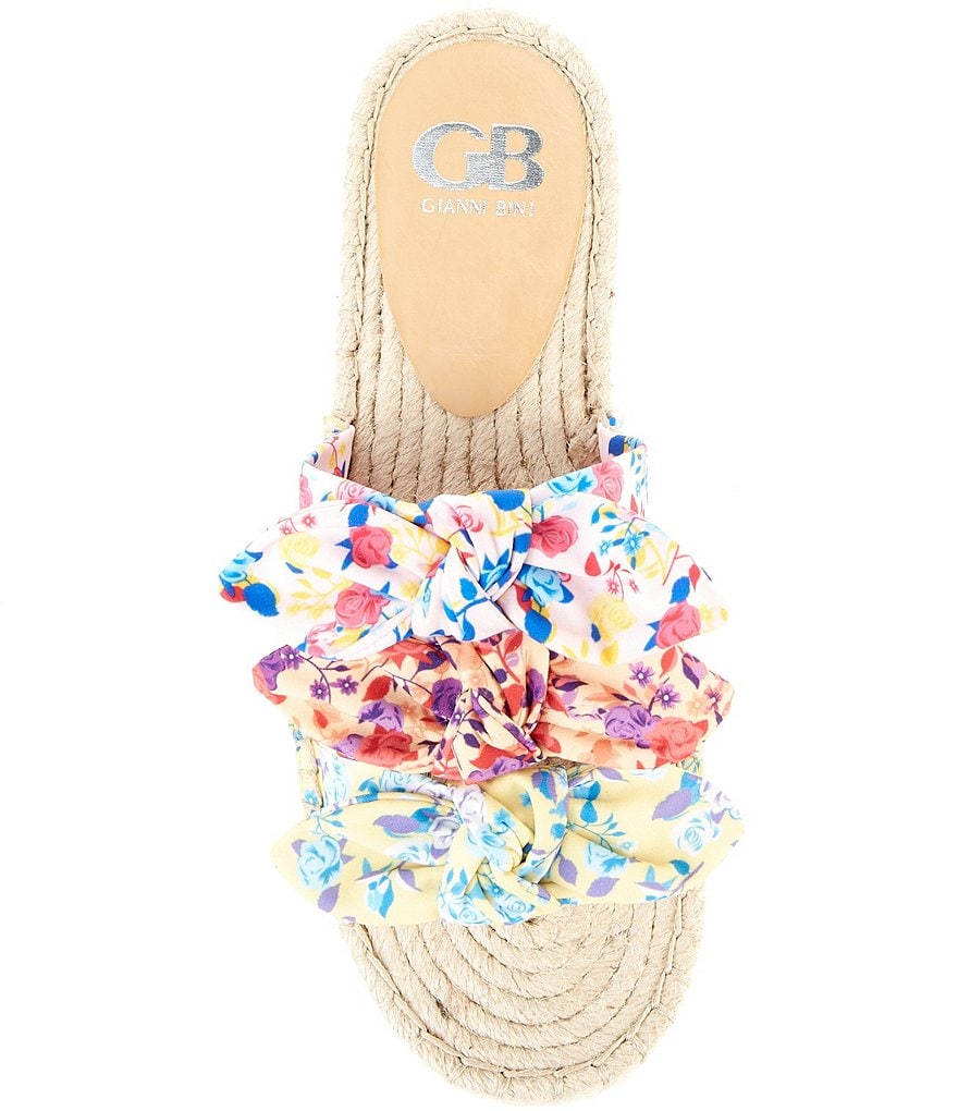 GB Delite-Ful Floral Bow-Detail Jute Wrapped Espadrille Slides