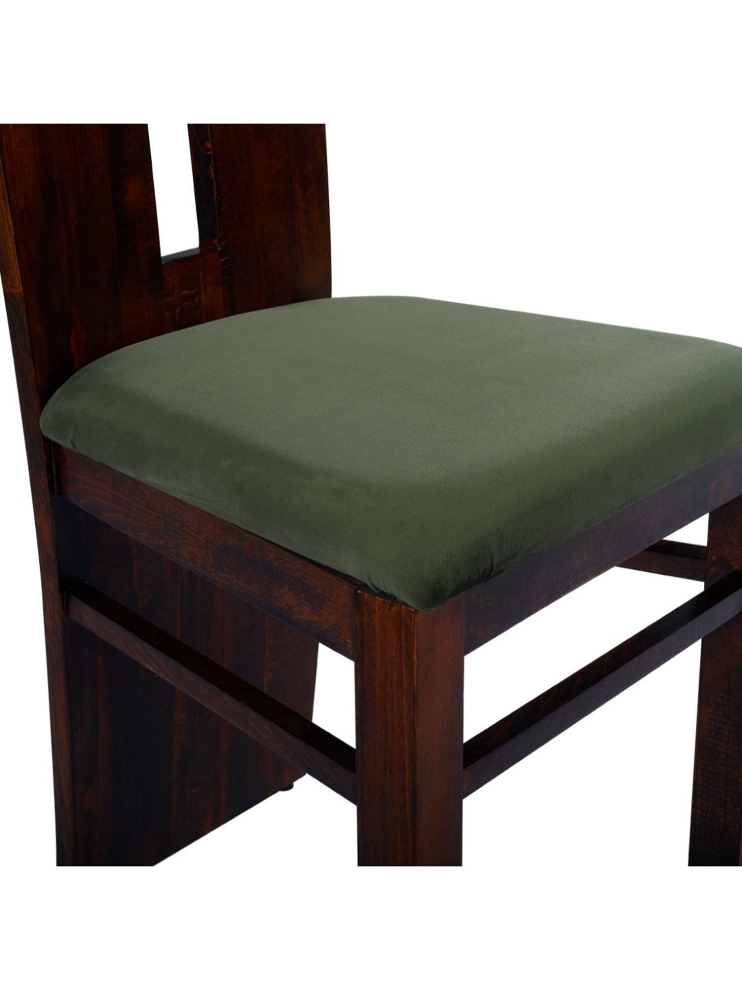 Durian Eva Brown & Olive Green Solid Wood & Fabric Dining Chair in Walnut Finish