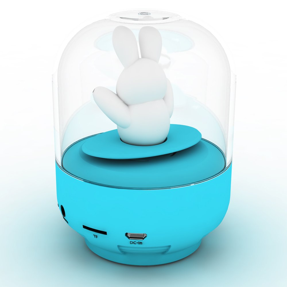 SHABA Speaker for kids, bell Jar animal pet mini Bluetooth speaker with microphone, wireless cute musical toys for Party, home, bedroom, office(Blue Prince Bunny), Gift for Kids