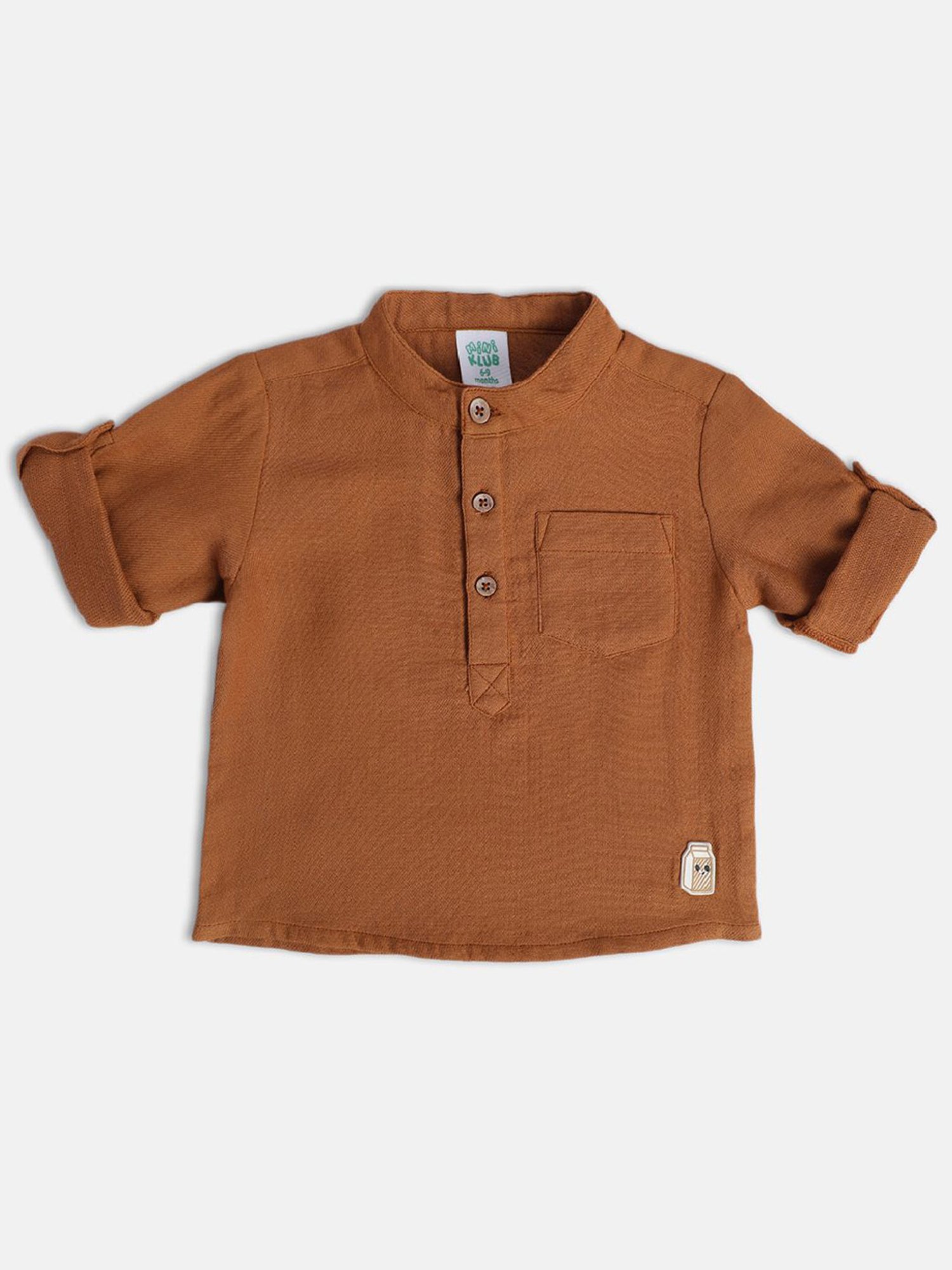 MINIKLUB Kids Brown Solid Full Sleeves Shirt