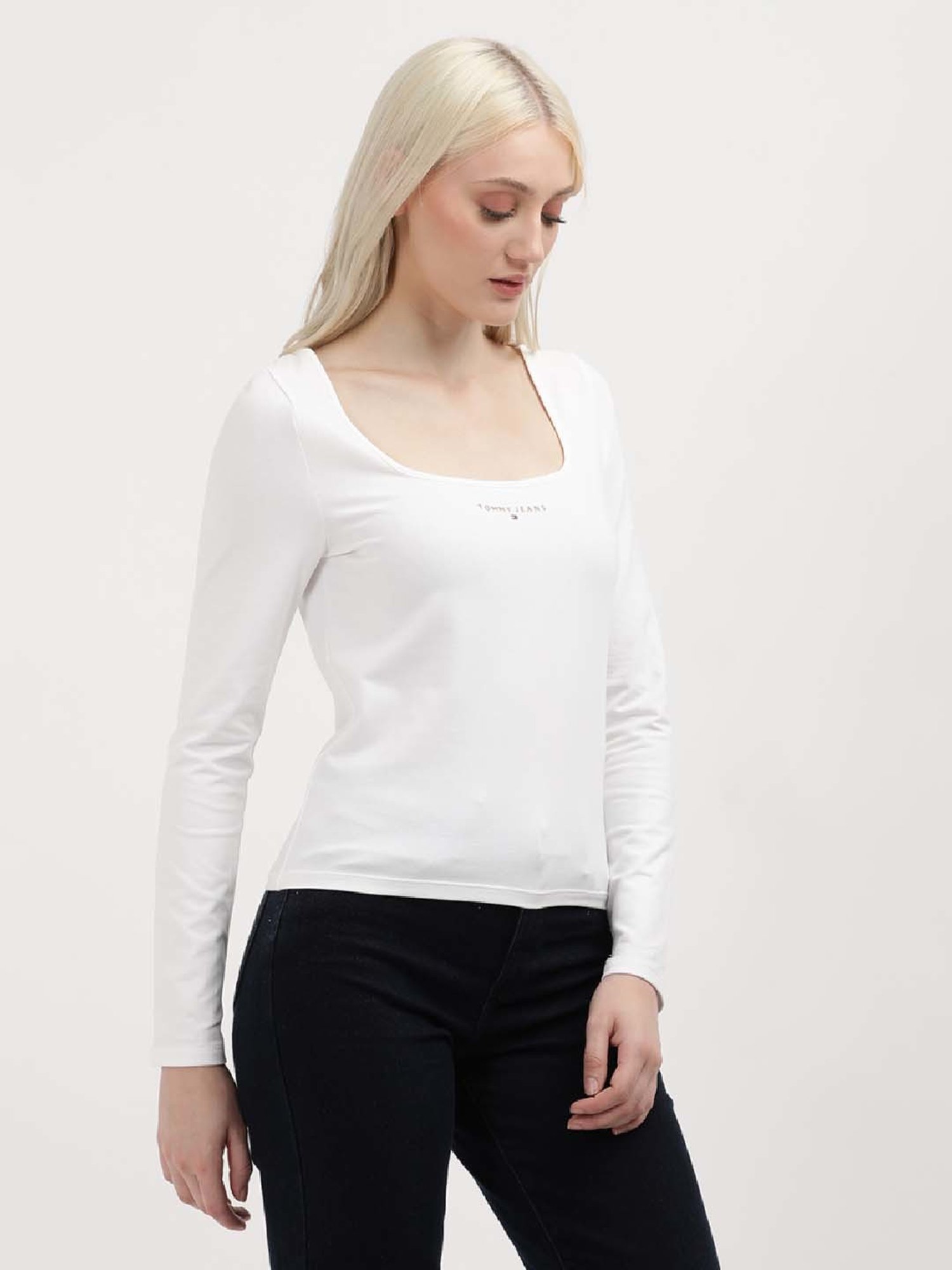 TOMMY HILFIGER White Cotton Logo Print Top