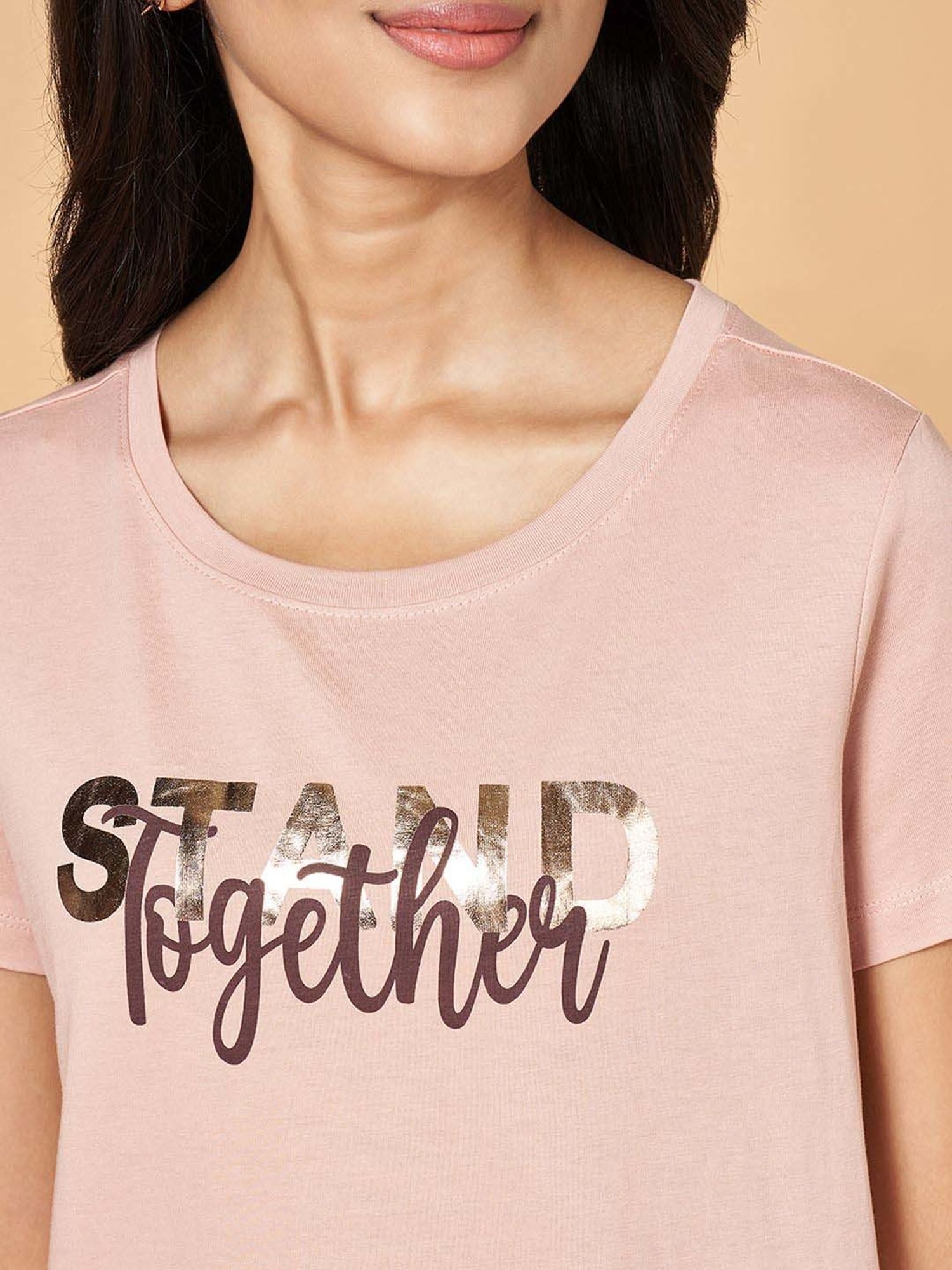 Honey by Pantaloons Pink Cotton Printed T-Shirt