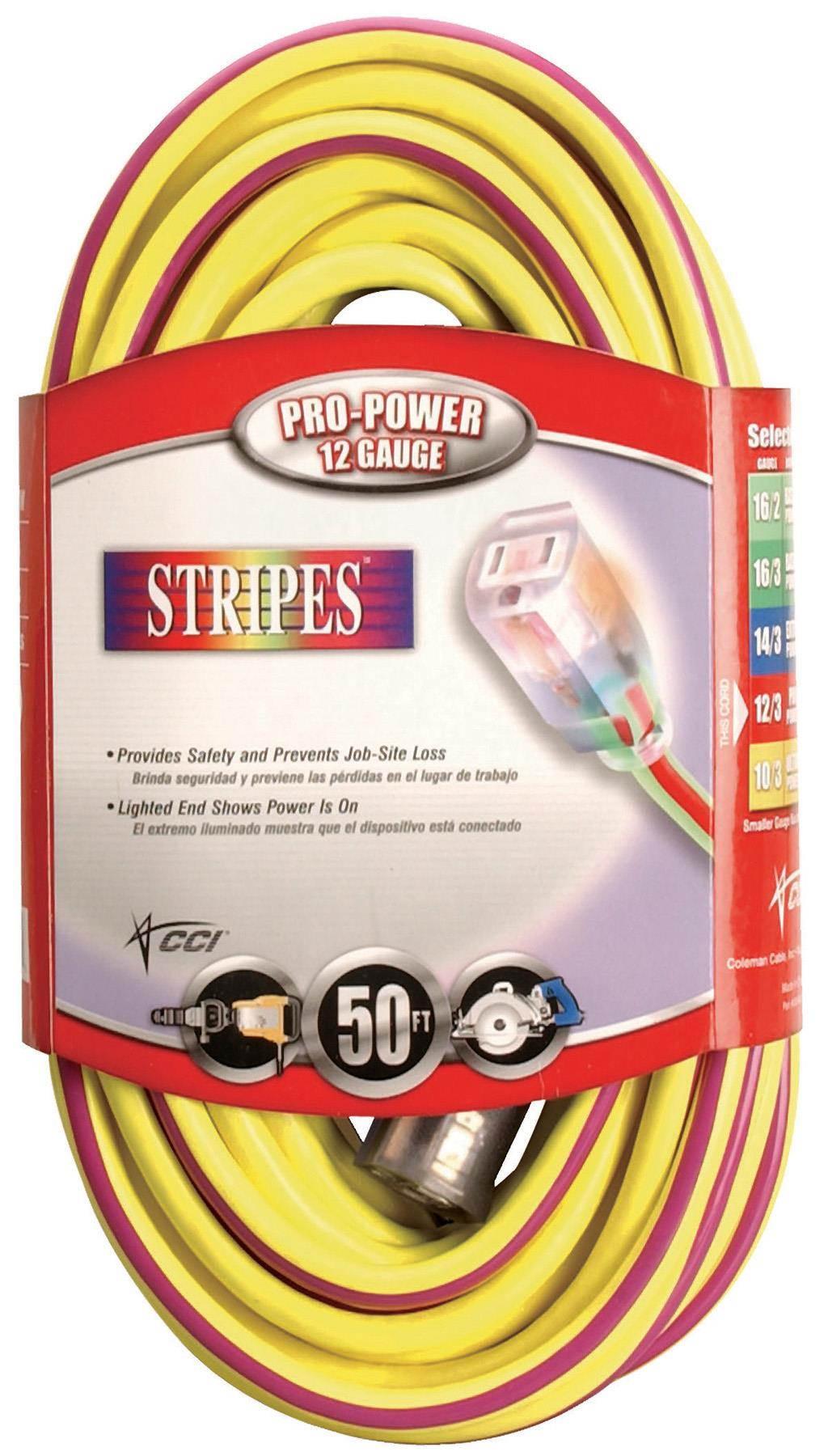 Coleman Cable 100ft. Yellow & Purple 12-3 Outdoor Extension Cord  02549-22
