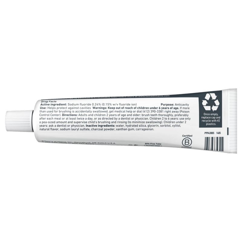 Tom's of Maine Luminous White Toothpaste Charcoal Wintergreen - 4oz