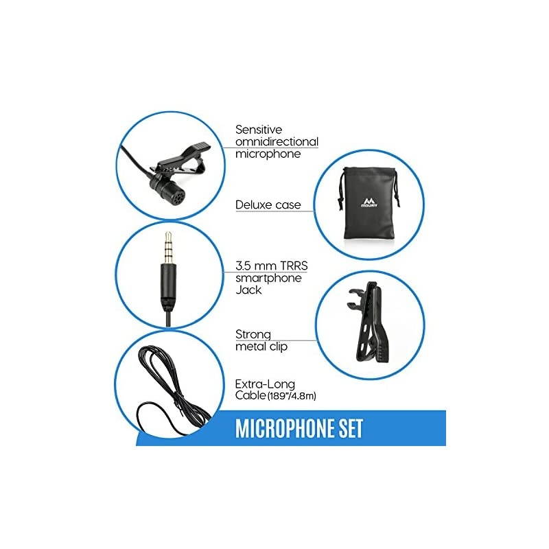 CM205 Ultimate Lavalier Microphone for Bloggers and Vloggers Lapel Mic Clip-on Omnidirectional Condenser Compatible with iPhone Ipad Samsung Android Windows Smartphones (189 inch