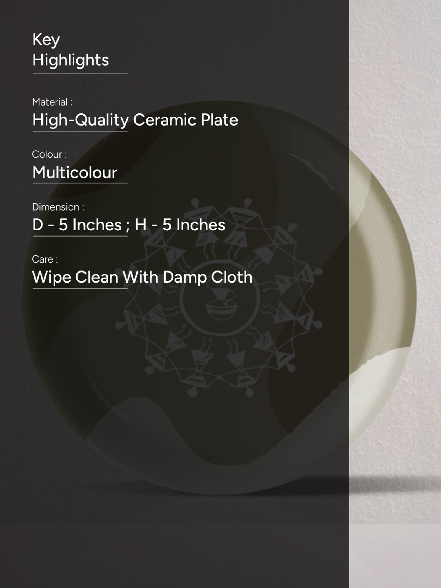 Nestroots Modern Warli Floral Multicolor Porcelain Wall Plate