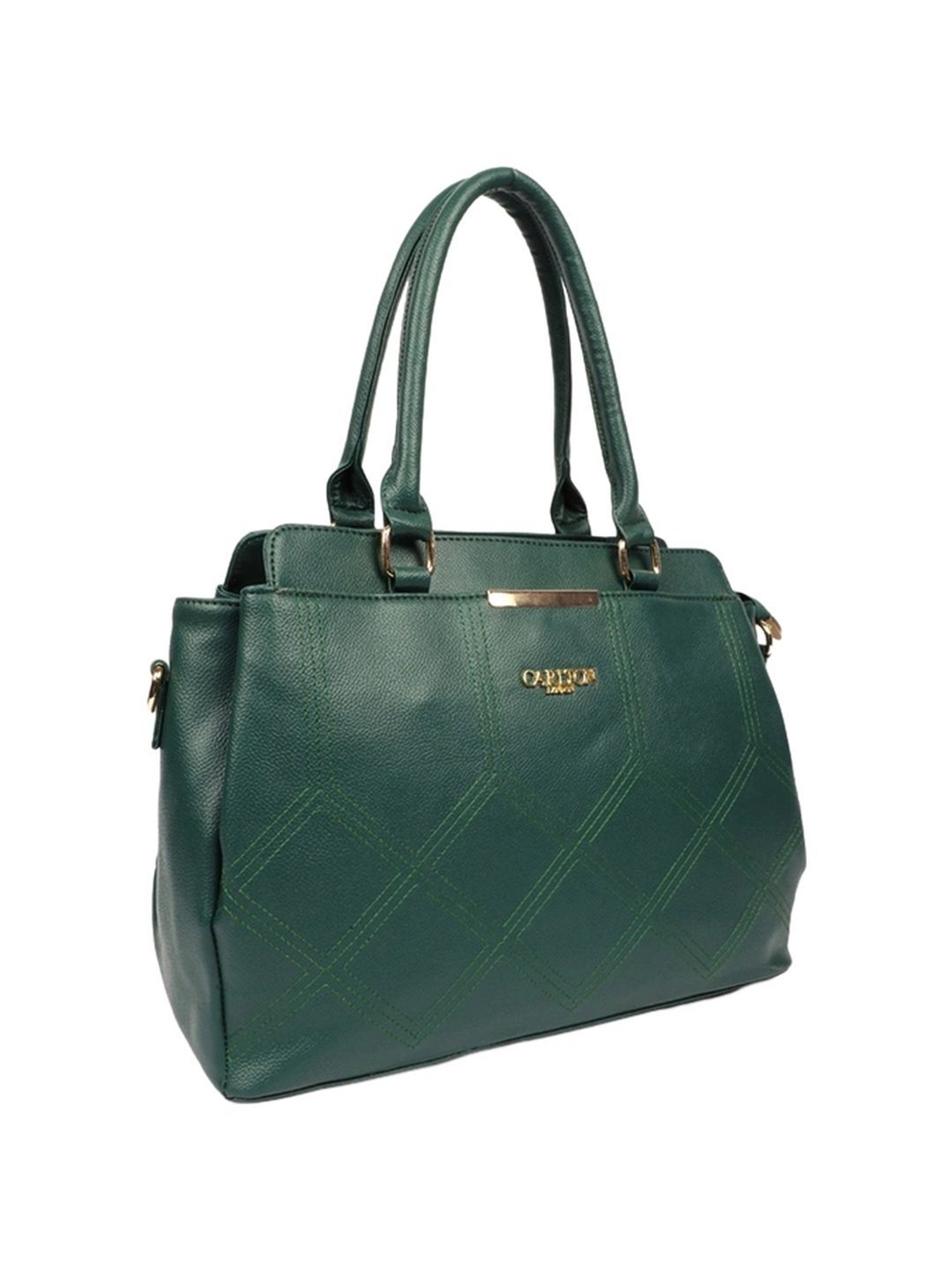 Carlton London Green Solid Medium Shoulder Handbag