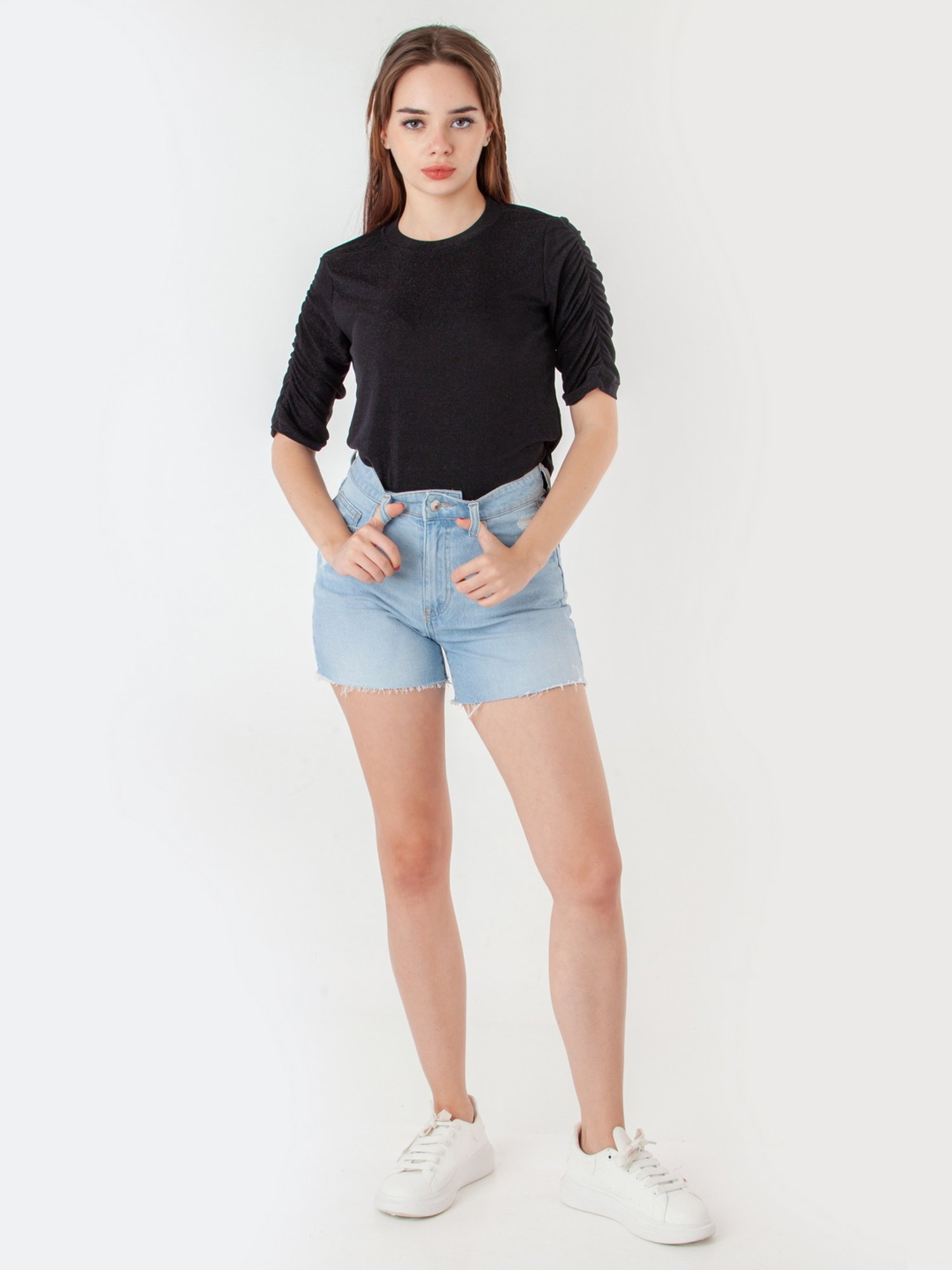 Zink London Black Self Pattern Top