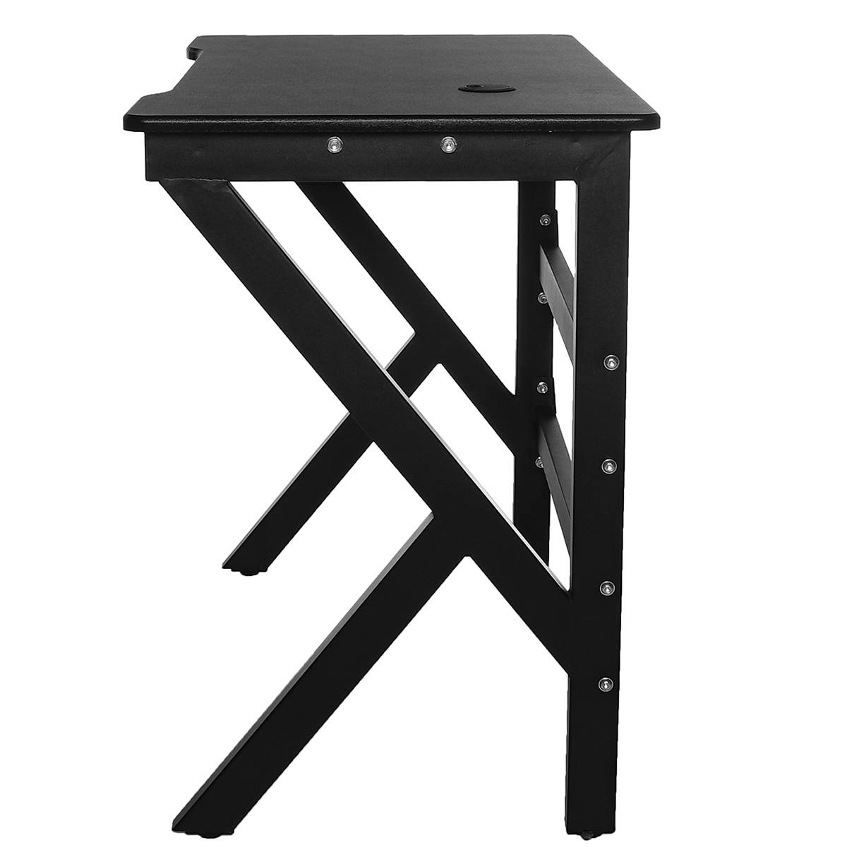 Gaming Desk 47.2" W x 23.6" D Office Computer Table, Black Gamer Workstation with 2 Cable Management Holes