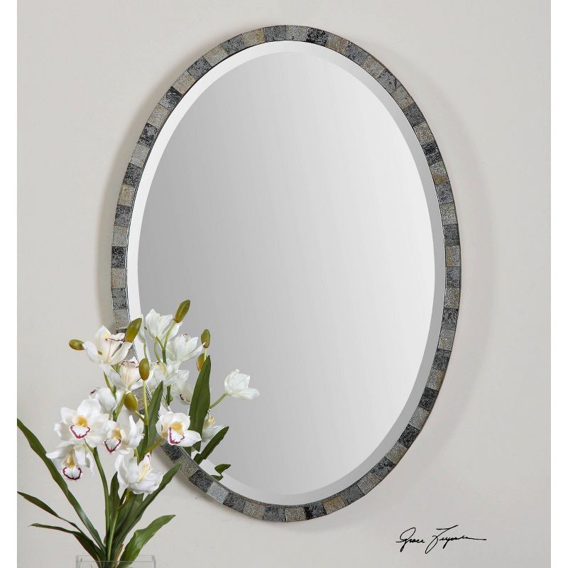 Oval Paredes Mosaic Decorative Wall Mirror Gray - Uttermost