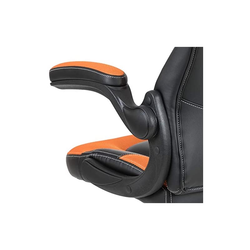 X10 Gaming Chair Racing Office Ergonomic Computer PC Adjustable Swivel Chair with Flip-up Arms, Orange/Black LeatherSoft