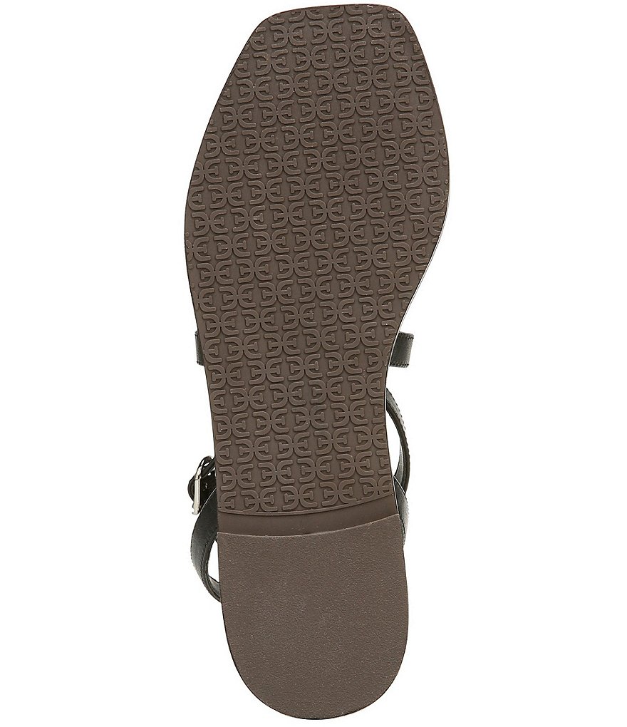 Sam Edelman Abe Leather Toe Ring Square Toe Ankle Wrap Sandals