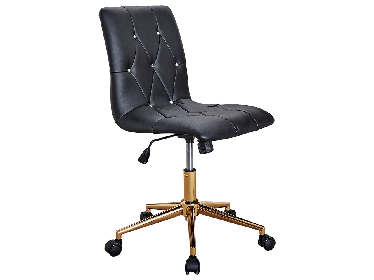 Swivel Height Adjustable Task Chair Armless PU Leather Tufted Office Chair